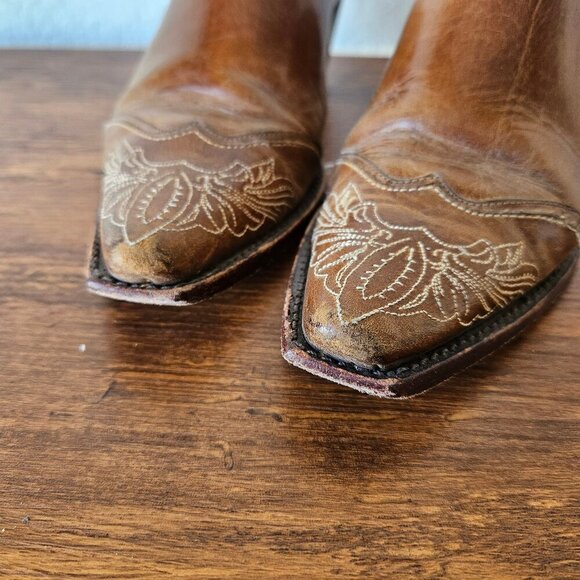 Charlie Horse Vintage Brown Western Cowboy Mule Open Heel Slide Boots Size 6B - Picture 2 of 7